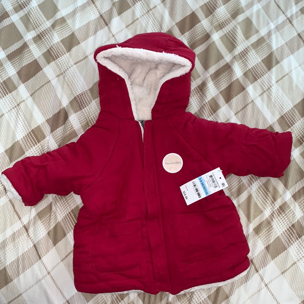 NWT- First Impressions dark red /cream reversible.